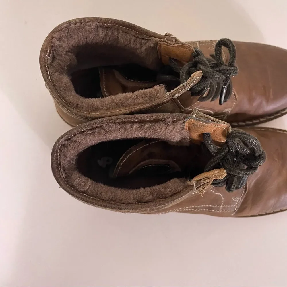 Pajar Brown Leather Suede Fur Lined Lace Up Winter Boots‎